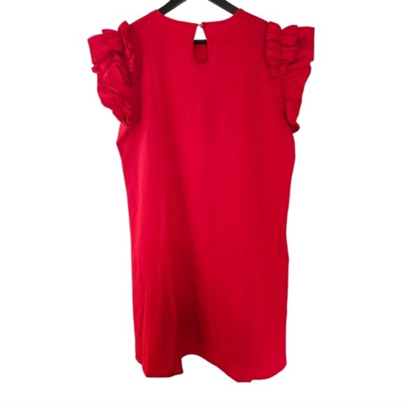 TRÏBE Ruffled Cap Sleeve Red Mini Dress Size XL NWT - Picture 7 of 9